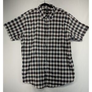 SGR Mens Plaid Short Sleeve Button Up Shirt 3XL Black White Red